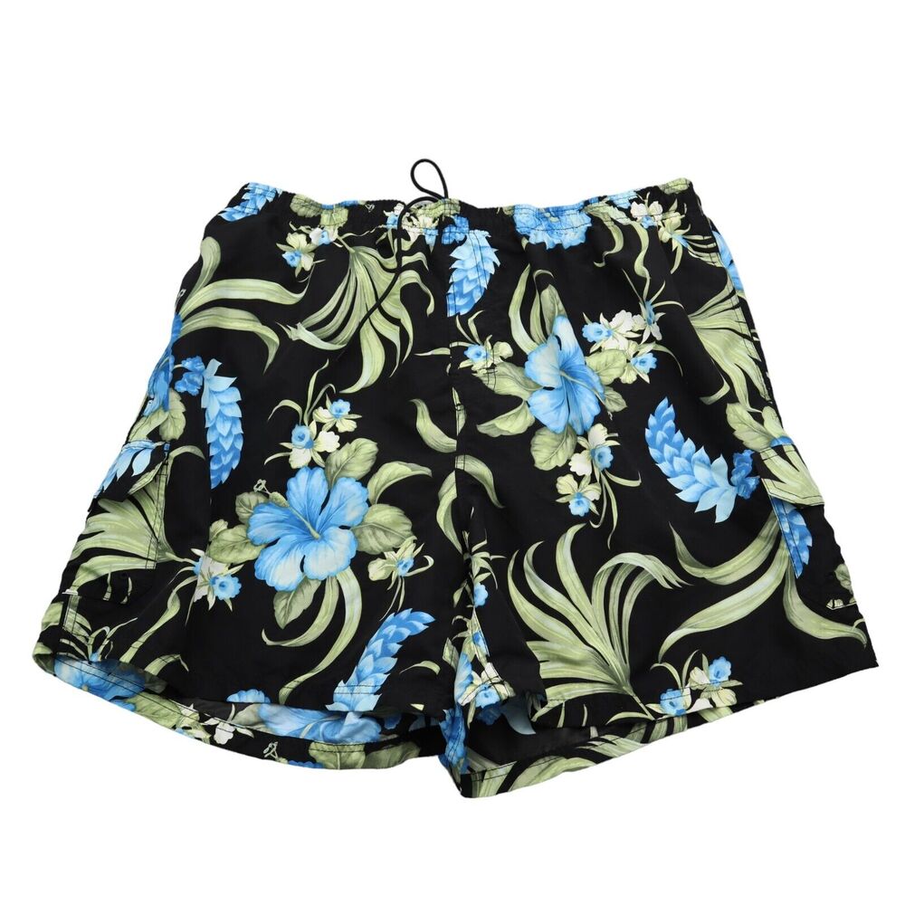 Sand N Sun Swim Trunks Mens 3XL Blue Tropical Floral Mesh Lining Shorts